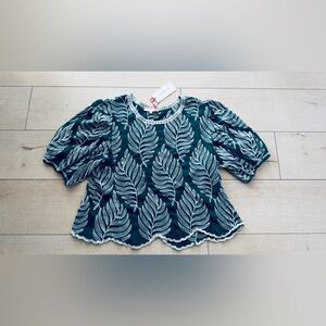 Fern Patterned Puff Sleeve Top